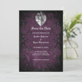 Gotische halloween bruiloft save the date uitnodig aankondiging (Staand voorkant)