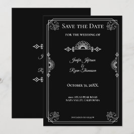 Gotische halloween bruiloft save the date uitnodig aankondiging