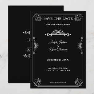 Gotische halloween bruiloft save the date uitnodig aankondiging