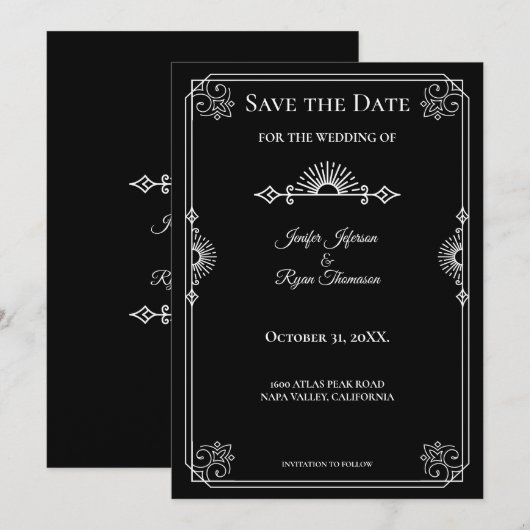 Gotische halloween bruiloft save the date uitnodig aankondiging (Voorkant / Achterkant)