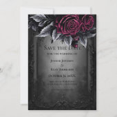 Gotische halloween bruiloft save the date uitnodig aankondiging (Voorkant)