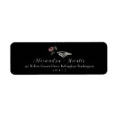 Gotische Halloween Bruiloft Skelet Hand Roos Zwart Etiket (Voorkant)