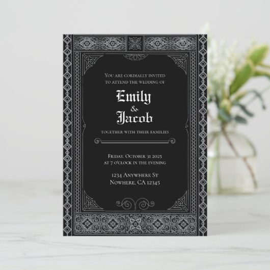 Gotische Halloween bruiloft uitnodiging (Staand voorkant)