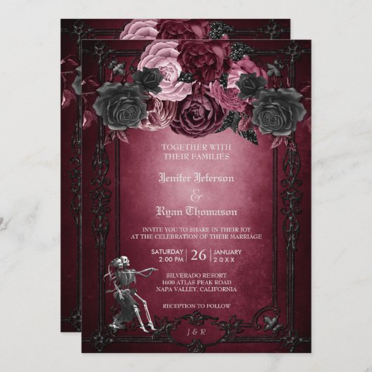 Gotische Halloween bruiloft uitnodiging (Voorkant / Achterkant)