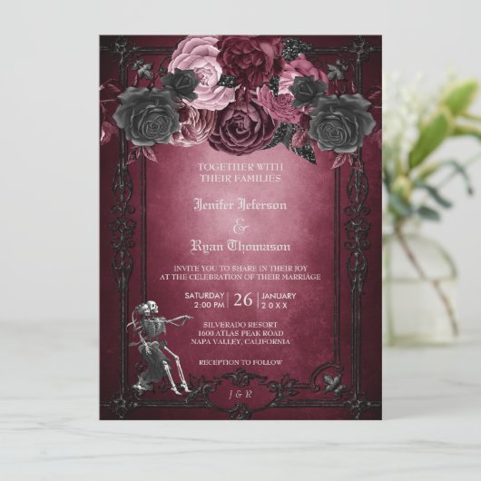 Gotische Halloween bruiloft uitnodiging (Staand voorkant)