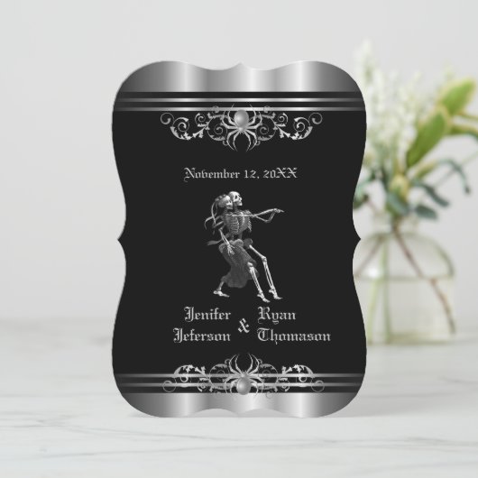 Gotische Halloween bruiloft uitnodiging (Staand voorkant)