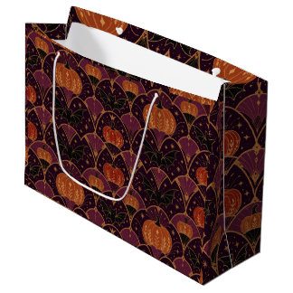 Gotische Halloween-cadeautas, pompoen & vleermuisd Groot Cadeauzakje