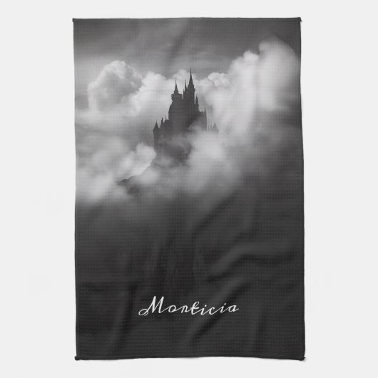 Gotische Halloween Castle Black Home Decor Theedoek (Verticaal)