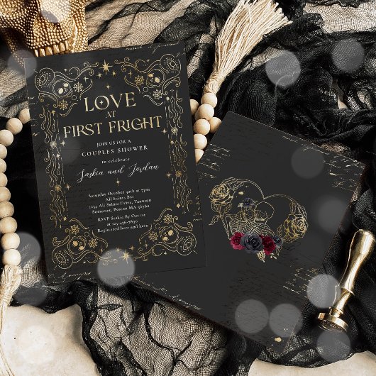 Gotische Halloween Couples Douche Verloving Kaart