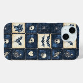 Gotische Halloween Denim Patchwork Patroon Case-Mate iPhone Case (Achterkant (horizontaal))