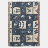 Gotische Halloween denim patchwork patroon Deken (Voorkant Verticaal)