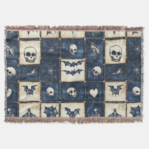 Gotische Halloween denim patchwork patroon Deken