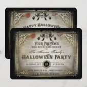 Gotische Halloween Elegance Party Zwart & Goud Sch Kaart (Voorkant / Achterkant)