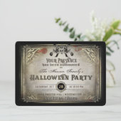 Gotische Halloween Elegance Party Zwart & Goud Sch Kaart (Staand voorkant)