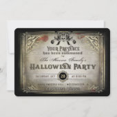 Gotische Halloween Elegance Party Zwart & Goud Sch Kaart (Voorkant)