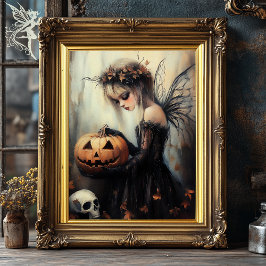 Gotische Halloween Fairy & Pumpkin Dark Fantasy Ar Poster