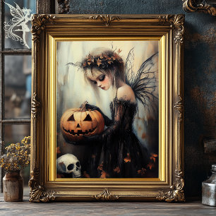 Gotische Halloween Fairy & Pumpkin Dark Fantasy Ar Poster