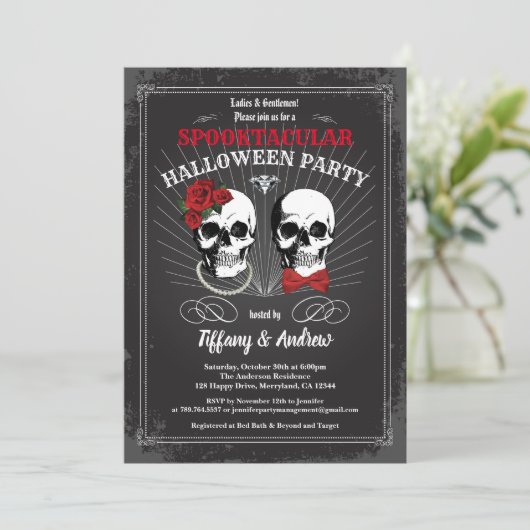 Gotische Halloween-feest uit te nodigen. Zwart roo Kaart (Staand voorkant)