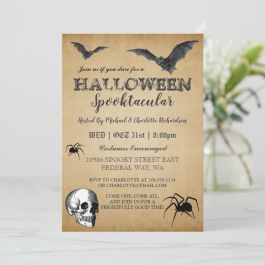  gotische Halloween-feestuitnodiging Kaart (Staand voorkant)