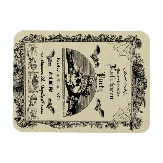  gotische Halloween-feestuitnodiging Magneet (Horizontaal)