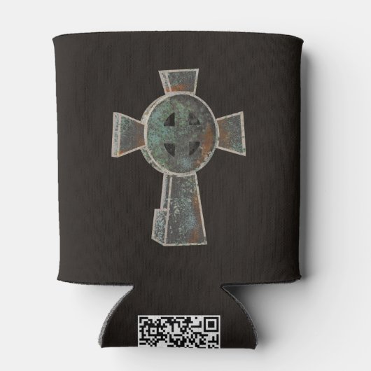 Gotische Halloween Graveyard Headstone Cross Teken Blikjeskoeler (Achterkant)