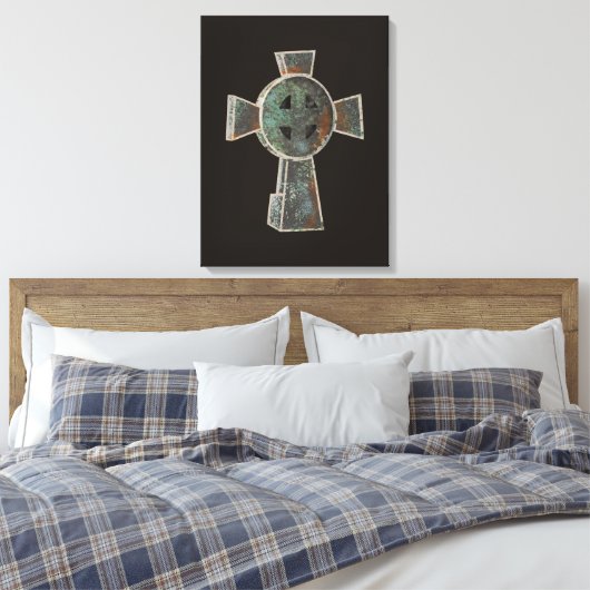 Gotische Halloween Graveyard Headstone Cross Teken Canvas Afdruk (Insitu (Slaapkamer))
