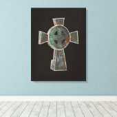 Gotische Halloween Graveyard Headstone Cross Teken Canvas Afdruk (Insitu (Houten vloer))