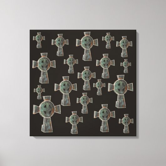 Gotische Halloween Graveyard Headstone Cross Teken Canvas Afdruk (Voorkant)