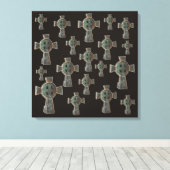 Gotische Halloween Graveyard Headstone Cross Teken Canvas Afdruk (Insitu (Houten vloer))