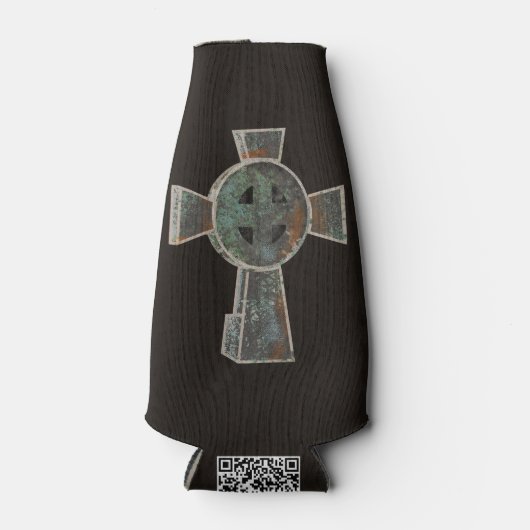 Gotische Halloween Graveyard Headstone Cross Teken Flesjeskoeler (Voorkant)