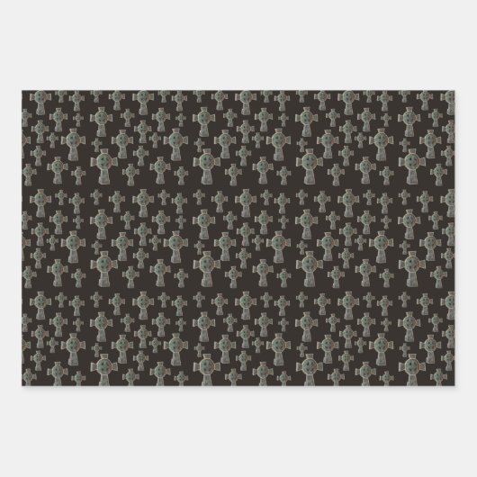 Gotische Halloween Graveyard Headstone Cross Teken Inpakpapier Vel (Voorkant 3)