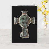 Gotische Halloween Graveyard Headstone Cross Teken Kaart (Gele Bloem)