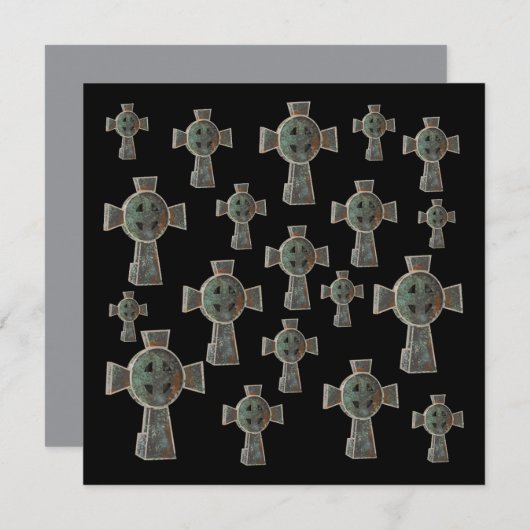 Gotische Halloween Graveyard Headstone Cross Teken Kaart (Voorkant / Achterkant)