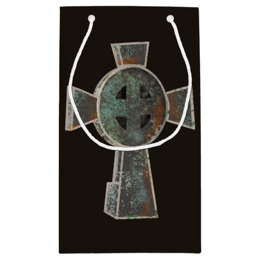 Gotische Halloween Graveyard Headstone Cross Teken Klein Cadeauzakje (Achterkant)