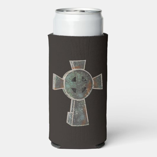 Gotische Halloween Graveyard Headstone Cross Teken Seltzer Blikjeskoeler (Seltzer Achterkant)