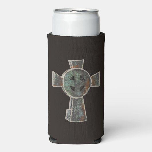 Gotische Halloween Graveyard Headstone Cross Teken Seltzer Blikjeskoeler (Seltzer Voorkant)