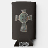 Gotische Halloween Graveyard Headstone Cross Teken Seltzer Blikjeskoeler (Achterkant)