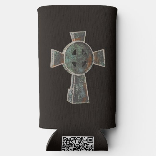 Gotische Halloween Graveyard Headstone Cross Teken Seltzer Blikjeskoeler (Achterkant)