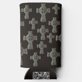 Gotische Halloween Graveyard Headstone Cross Teken Seltzer Blikjeskoeler (Achterkant)