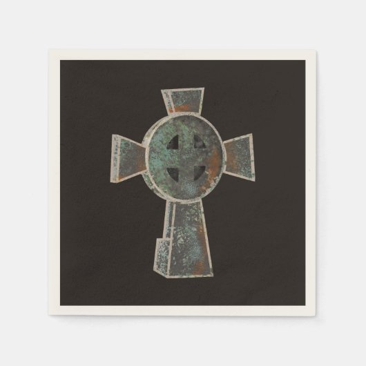 Gotische Halloween Graveyard Headstone Cross Teken Servet (Voorkant)