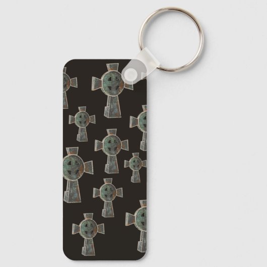 Gotische Halloween Graveyard Headstone Cross Teken Sleutelhanger (Achterkant)