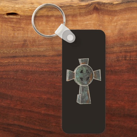 Gotische Halloween Graveyard Headstone Cross Teken Sleutelhanger (Voorkant)