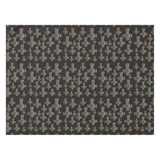 Gotische Halloween Graveyard Headstone Cross Teken Tafelkleed (Voorkant (Horizontaal))