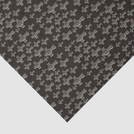 Gotische Halloween Graveyard Headstone Cross Teken Tissuepapier (Detail)