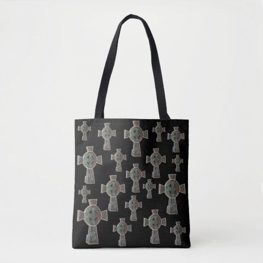 Gotische Halloween Graveyard Headstone Cross Teken Tote Bag (Voorkant)