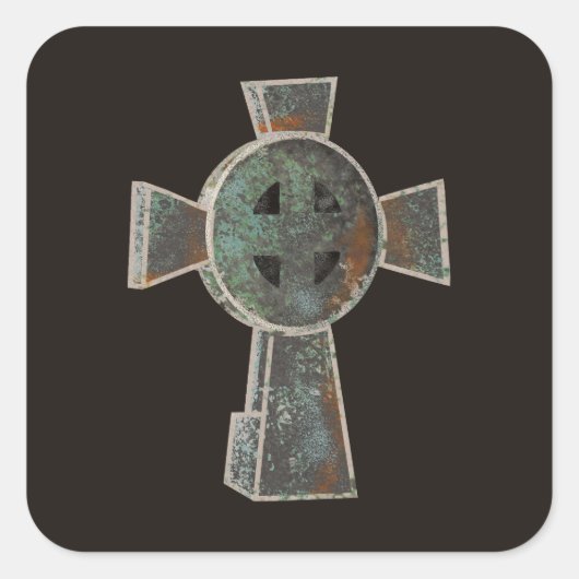 Gotische Halloween Graveyard Headstone Cross Teken Vierkante Sticker (Voorkant)
