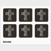Gotische Halloween Graveyard Headstone Cross Teken Vierkante Sticker (Vel)