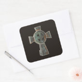 Gotische Halloween Graveyard Headstone Cross Teken Vierkante Sticker (Envelop)
