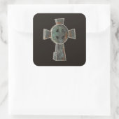 Gotische Halloween Graveyard Headstone Cross Teken Vierkante Sticker (Tas)