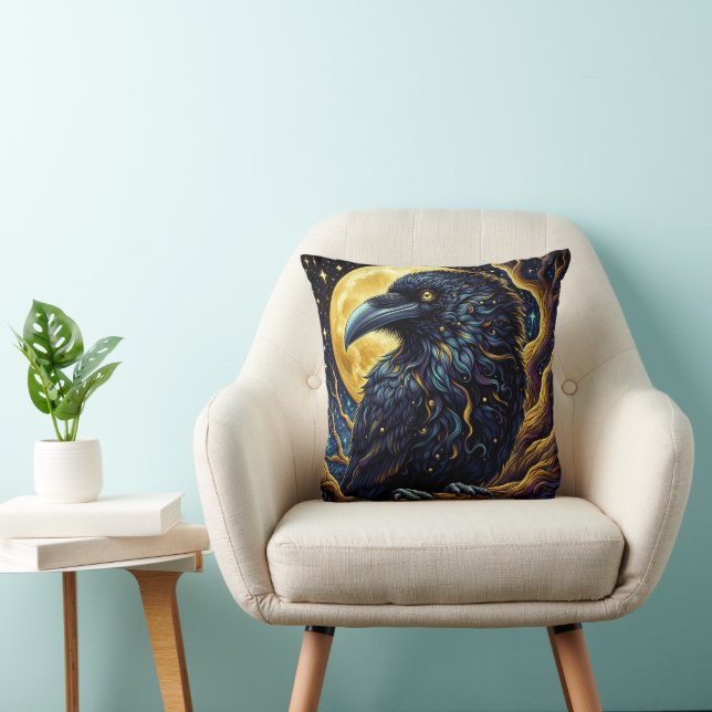  Gotische Halloween Grote Zwarte Raven Bird Kussen (Stoel)